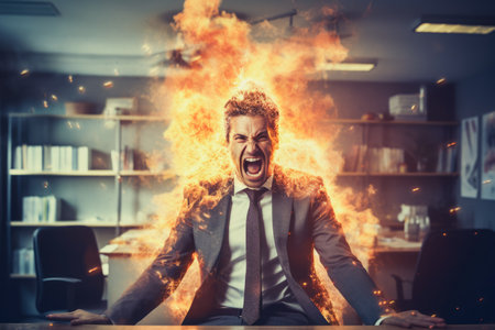 Businessman with bad emotion and strong anger without comelinessの素材