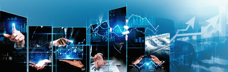 Futuristic business digital financial data technology concept for future big data analytic and...