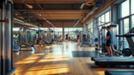 efocused view of a modern gym with active individuals and diverse workout equipment. Resplendent.