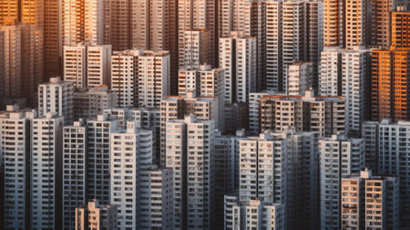 High density residential architecture city downtown buildings comelinessの素材
