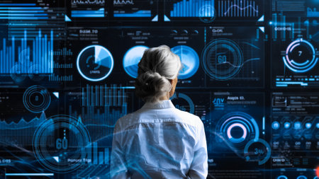 Financial advisor expert or trader working with BI business intelligence data chart and graph...