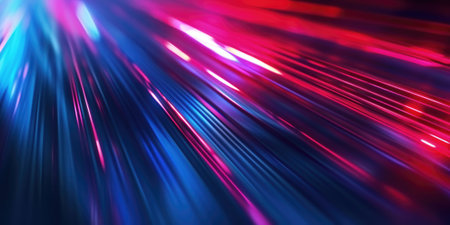 Abstract background with dynamic streaks of blue and red light, conveying a sense of speed and movement in a vibrant color palette. Resplendent.の素材