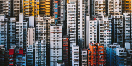 High density residential architecture city downtown buildings comelinessの素材