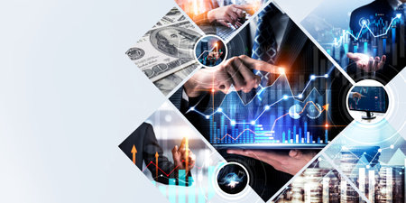 Futuristic business digital financial data technology concept for future big data analytic and...