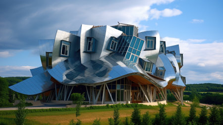 bizarre architecture of art building, creative style comelinessの素材