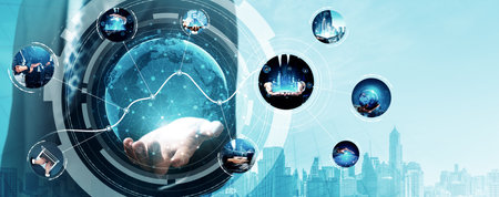 Communication technology , smart connection IOT and people network technology concept. People using...