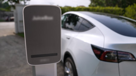 Electric vehicle technology utilized to residential area or home charging station for EV car battery...