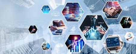 Futuristic business digital financial data technology concept for future big data analytic and...