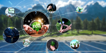 Green business ESG management tool to save world future concept model case idea to deal with bio...