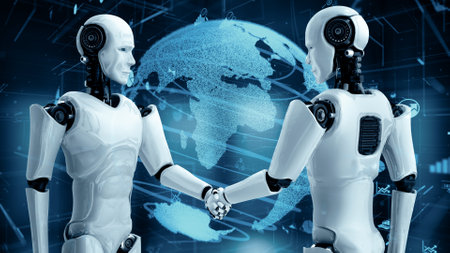 XAI 3d illustration Future financial technology controll by AI robot huminoid uses machine learning...