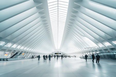 urban transportation inside the train station, people travel to work in city. Resplendent.の素材