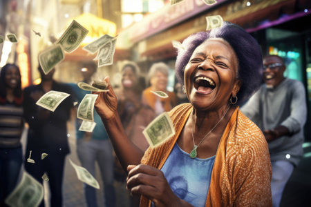 Lucky person win big jackpot from gambling in casino in concept of luck, betting and casino entertainment comelinessの素材