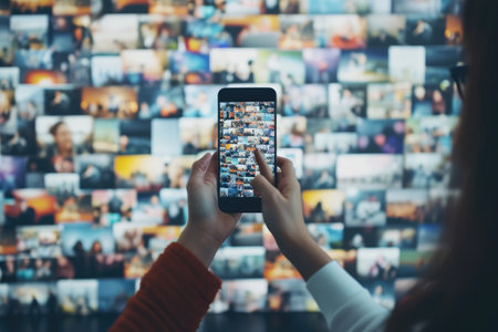 people getting information from social media network where they provide interests and engagement pragmaの素材