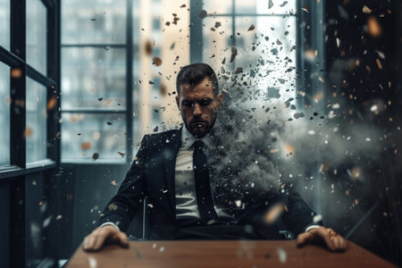 Technology disruption and job replacement concept caused by harmful technological transformation affecting the economic and workforce demands. A man profession is obsolete. AIG41の素材