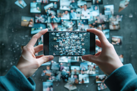 people getting information from social media network where they provide interests and engagement pragmaの素材