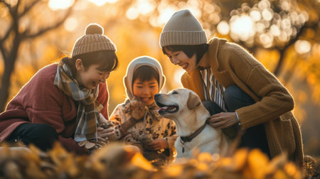 playful dog and its owner in nature outdoor , healthy lifestyle pragmaの素材