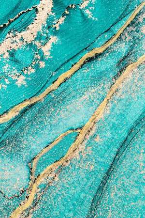 Original artwork photo of marble ink abstract art. High resolution photograph from exemplary original painting. Abstract painting was painted on HQ paper texture to create smooth marbling pattern.の写真素材