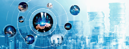 Futuristic business digital financial data technology concept for future big data analytic and...