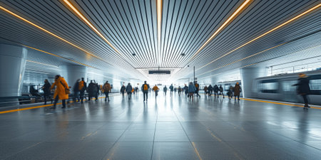urban transportation inside the train station, people travel to work in city. Resplendent.の素材