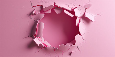 Close up view picture of the hollow pink hole on the the wall that show the breaking part of the wall that has been made from strong material yet still can be break to look through other side. AIGX03.の素材