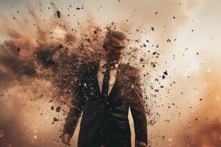 Technology disruption and job replacement concept caused by harmful technological transformation affecting the economic and workforce demands. A man profession is obsolete. AIG41の素材