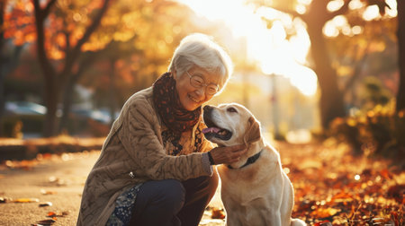 playful dog and its owner in nature outdoor , healthy lifestyle pragmaの素材