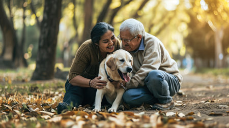 playful dog and its owner in nature outdoor , healthy lifestyle pragmaの素材