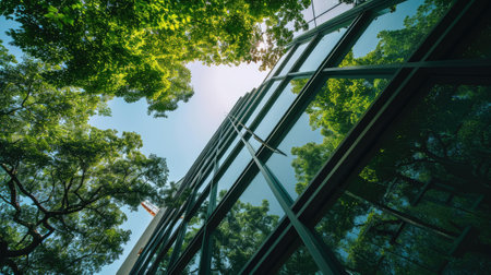 A big tall structure with an uncountable amount of the mirror or glass that reflect the of light by the bright sun and show what is on the other side of them that the picture of it so clear. AIGX03.の素材