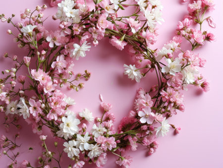 The group of the varies of the flower that has been put on the empty space of background or the blank wallpaper and a group of colourful flower form and arrange varies of the different shape. AIGX03.の素材