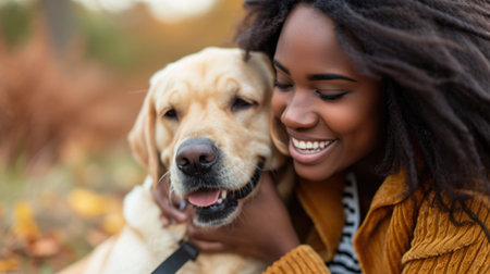 playful dog and its owner in nature outdoor , healthy lifestyle pragmaの素材