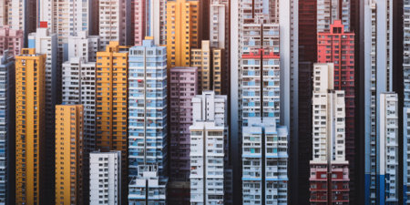 High density residential architecture city downtown buildings comelinessの素材