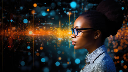 Business person overloaded by stress from business data and information that come from work, technology, social media and marketing business strategy received by a corporate employeeの素材