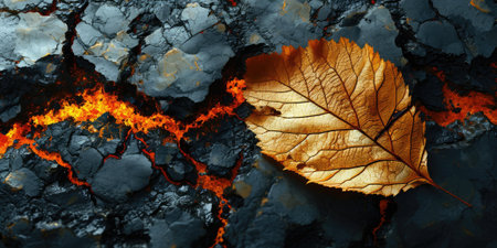 The picture of nature that focused to the gold leaf from tree in the forrest that stay on ground and got illuminated with the bright light of sunlight in the summer or spring time of the year. AIGX03.の素材