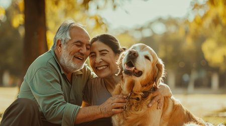 playful dog and its owner in nature outdoor , healthy lifestyle pragmaの素材