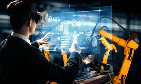 XAI Advanced robot arm system for digital industry and factory robotic technology. Automation...