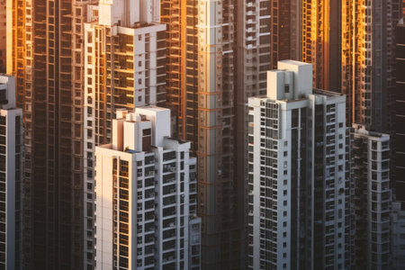 High density residential architecture city downtown buildings comelinessの素材