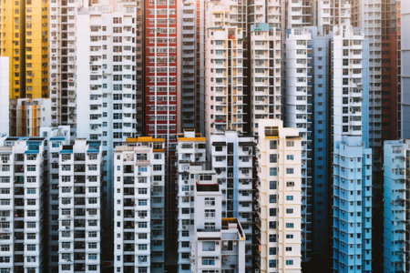 High density residential architecture city downtown buildings comelinessの素材