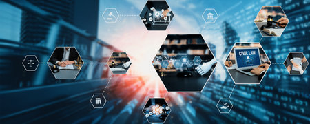 AI rules and law concept enforce to control AI artificial intelligence social responsibility and...