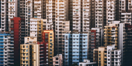 High density residential architecture city downtown buildings comelinessの素材