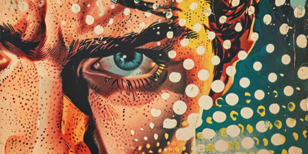 The close up picture that has been drawn in retro or vintage art style comic about confident, handsome, and bold male human looking or staring something outside camera that cannot be captured. AIGX01.の素材