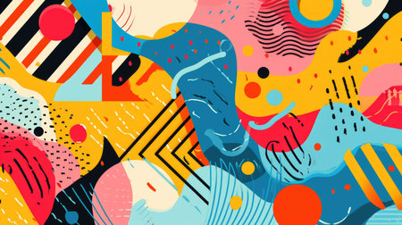 The picture of the colourful abstract shape wallpaper that has been mix with the primary colours and has become the colourful abstract various shapes that fill in every part of the wallpaper. AIGX01.の素材