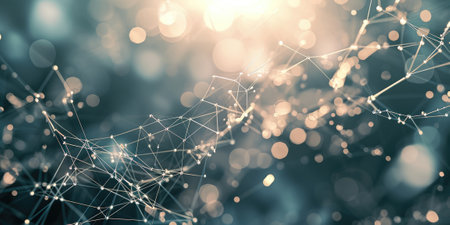 The blue bright sphere shape object that has been connected with the link of the shine line that portray the connection between each sphere to something similar like the network or connection. AIGX03.の素材