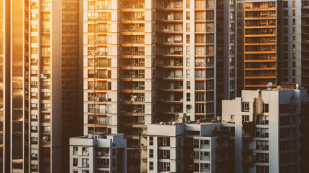 High density residential architecture city downtown buildings comelinessの素材