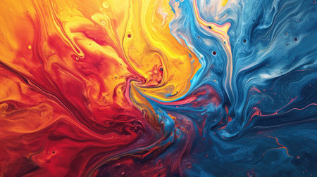 The abstract picture of the primary colours between blue, red, yellow that has been mixing with each other in the form of the ink or liquid to become beautifully view of this abstract picture. AIGX01.の素材