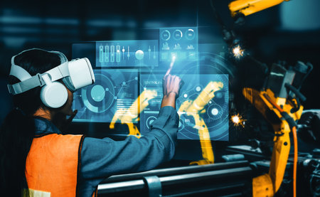 XAI Advanced robot arm system for digital industry and factory robotic technology. Automation...