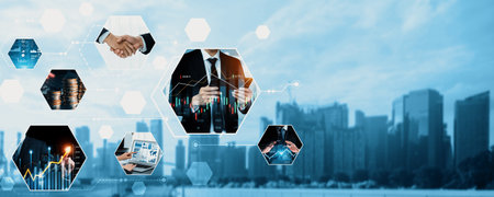 Futuristic business digital financial data technology concept for future big data analytic and...
