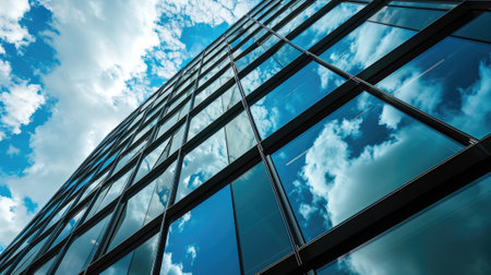 A big tall structure with an uncountable amount of the mirror or glass that reflect the of light by the bright sun and show what is on the other side of them that the picture of it so clear. AIGX03.の素材