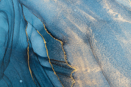 Original artwork photo of marble ink abstract art. High resolution photograph from exemplary original painting. Abstract painting was painted on HQ paper texture to create smooth marbling pattern.の写真素材