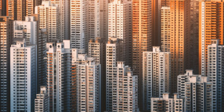 High density residential architecture city downtown buildings comelinessの素材