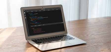 Software development programming on computer screen for modish application and program codingの写真素材